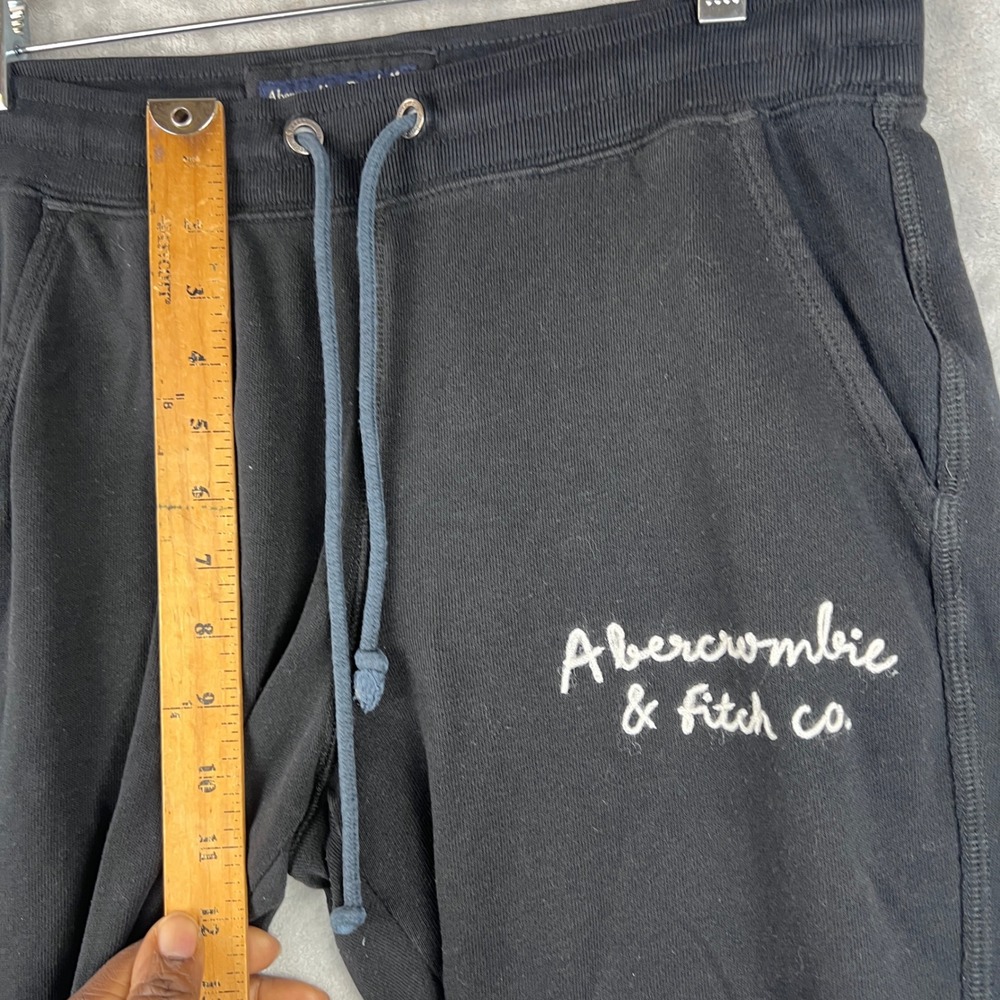 Abercrombie & Fitch Mens Medium Black Fleece Jogger Sweatpants Embroidered Logo - Picture 5 of 10